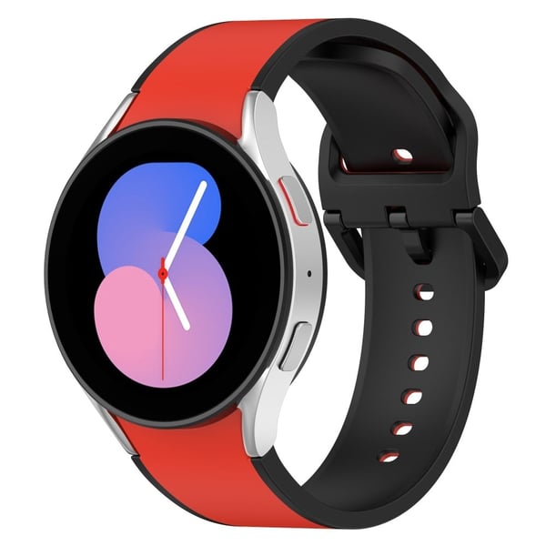 Samsung Galaxy Watch 5 / 4 / 3 tofarget klokkerem i silikon - Rød / Svart