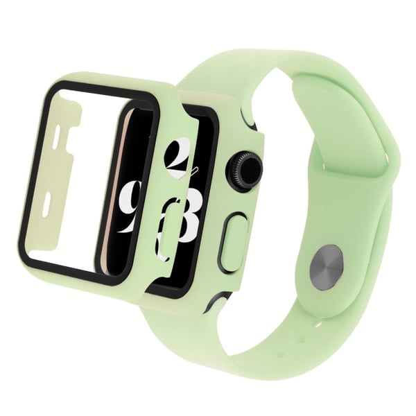 Apple Watch SE 2022 (44 mm) klokkerem og deksel i silikon med herdet glass - Lysegrønn