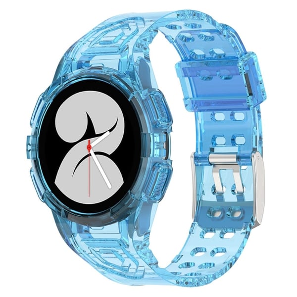Samsung Galaxy Watch 5 / 4 (44mm) urrem med cover - Gennemsigtig Blå Samsung Galaxy Watch 5 / 4 (44mm) urrem med cover - Gennemsigtig Blå