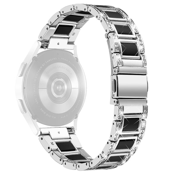Urrem i rustfritt stål med rhinestone-dekor for Huawei og Honor-klokke - Sølv / Svart Urrem i rustfritt stål med rhinestone-dekor for Huawei og Honor-klokke - Sølv / Svart