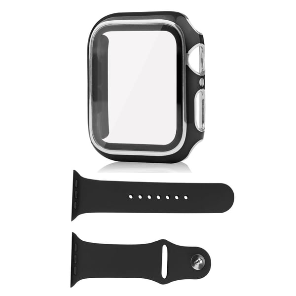 Apple Watch SE 2022 (40 mm) deksel og silikondeksel med herdet glass - Svart / Sølv Apple Watch SE 2022 (40 mm) deksel og silikondeksel med herdet glass - Svart / Sølv