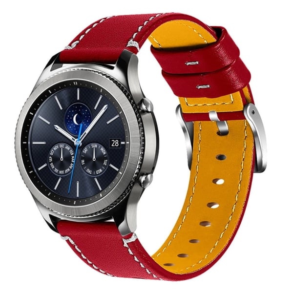 Samsung Gear S3 Frontier / S3 topplag kuskinn skinnklokkerem - Rød