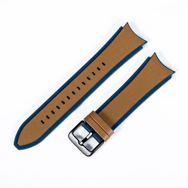 Samsung Galaxy Watch 5 / 4 / 3 læder- og silikoneurrem - Litchi Tekstur Brun Blå Samsung Galaxy Watch 5 / 4 / 3 læder- og silikoneurrem - Litchi Tekstur Brun Blå