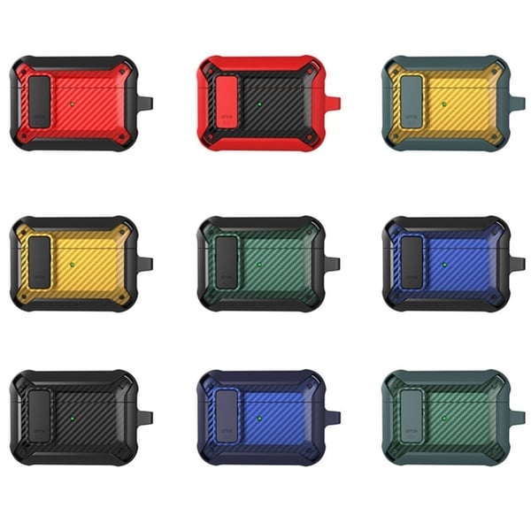 Etui i karbonfiber med spenne for AirPods Pro 2 - Grønn