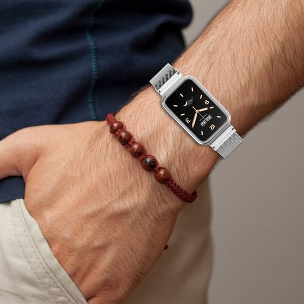 Xiaomi Mi Band 7 Pro klokkerem i rustfritt stål med deksel - Rose Gull