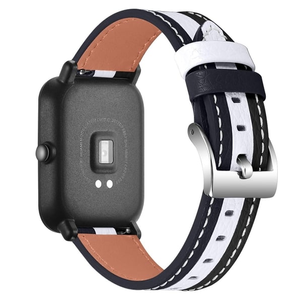 Amazfit GTS fargespleising av klokkerem i okseskinn - Svart / Hvit