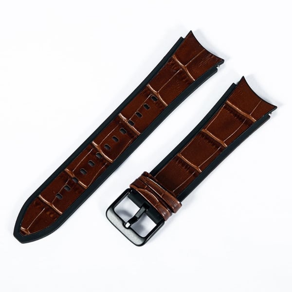 Samsung Galaxy Watch 5 / 4 / 3 læder- og silikoneurrem - Krokodillestruktur Kaffe Sort Samsung Galaxy Watch 5 / 4 / 3 læder- og silikoneurrem - Krokodillestruktur Kaffe Sort