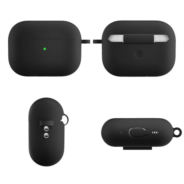 AirPods Pro 2 silikonikotelo karabiinilla - Musta