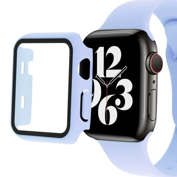 Apple Watch SE 2022 (44 mm) deksel med skjermbeskytter i herdet glass - Lilla Apple Watch SE 2022 (44 mm) deksel med skjermbeskytter i herdet glass - Lilla