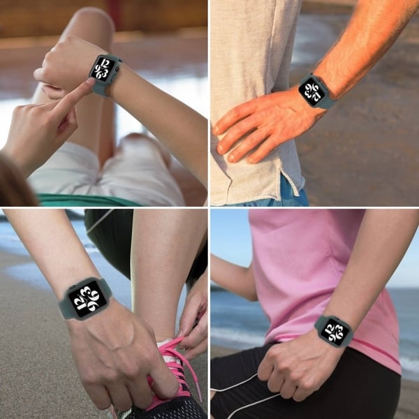 Apple Watch Ultra silikoneurrem og cover med hærdet glas - Midnatsgrøn