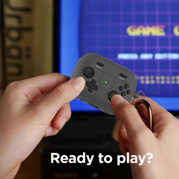AirPods 3 silikoneetui i gamepad-stil med nøglering - Grå