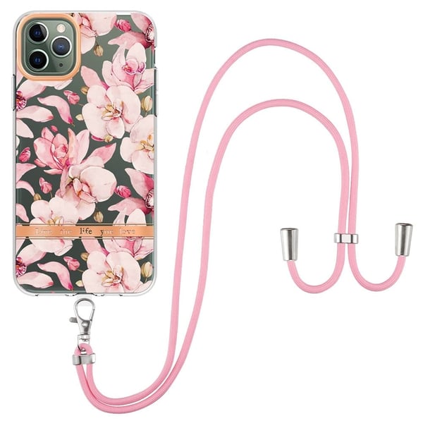 Slank og slitesterk softcover med nøkkelbånd for iPhone 11 Pro Max - Rosa Gardenia