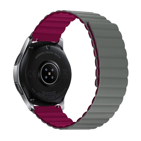 22mm universaali silikoninen kellohihna - Harmaa / Viininpunainen Koko: S