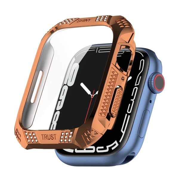 Apple Watch (45 mm) strassutsmykket deksel med skjermbeskytter i herdet glass - Rose Gull