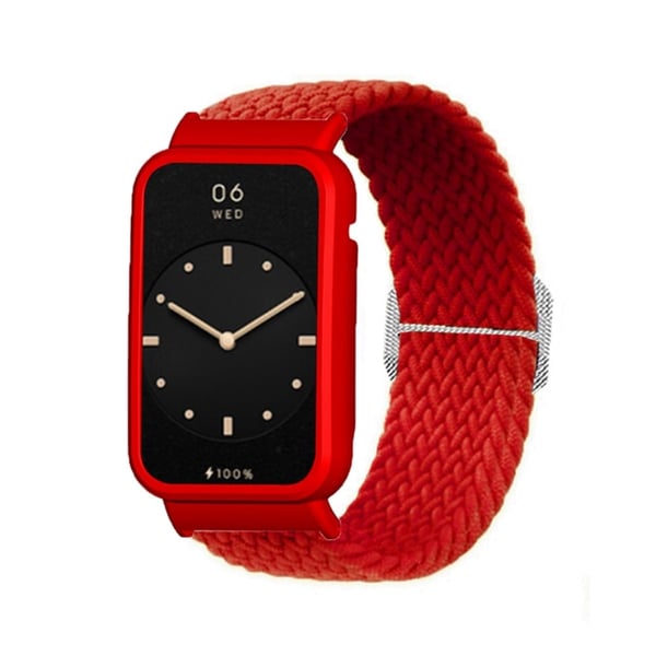 Xiaomi Mi Band 7 Pro nailonista valmistettu joustava kellonhihna suojuksella - Punainen / Punainen