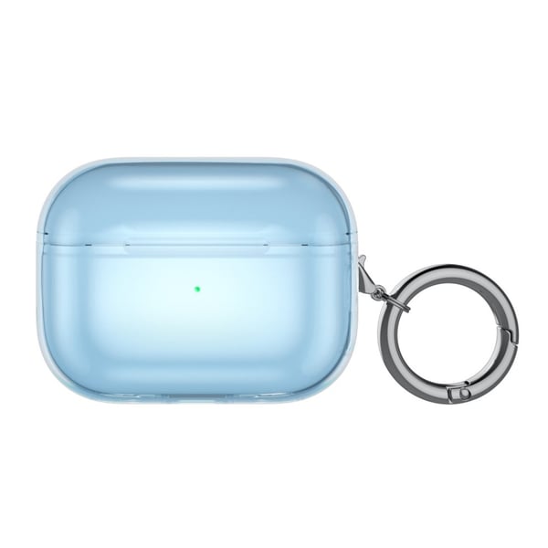 AirPods Pro 2 etui i ren farve med spænde - Gennemsigtig Blå AirPods Pro 2 etui i ren farve med spænde - Gennemsigtig Blå