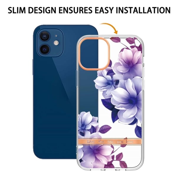 Supertynt og slitesterkt softcover for iPhone 12 / 12 Pro - Lilla Begonia