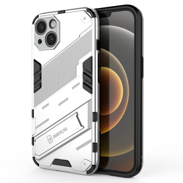 Kickstand Hybrid Dual Layer Hard Bumpresistent Soft Flexible stødsikkert Protective Case iPhone 13 6,1 tommer - Hvid Kickstand Hybrid Dual Layer Hard Bumpresistent Soft Flexible stødsikkert Protective Case iPhone 13 6,1 tommer - Hvid