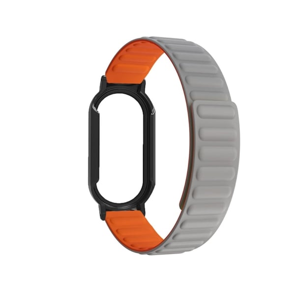 Xiaomi Mi Band 7 silikoneurrem og cover med hærdet glas - Grå / Orange Xiaomi Mi Band 7 silikoneurrem og cover med hærdet glas - Grå / Orange
