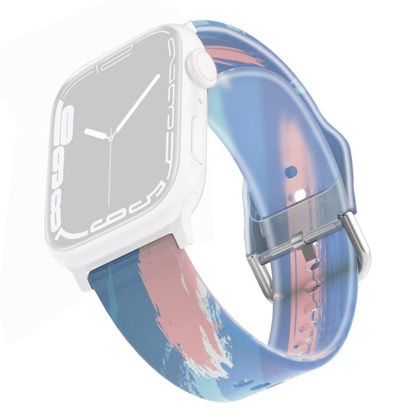 Apple Watch Series 8 (41mm) sateenkaarenvärinen silikoninen ranneke - Sininen Vaaleanpunainen