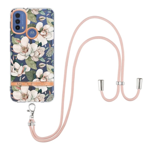 Slank og slitesterk softcover med nøkkelbånd for Motorola Moto E30 / E20 / E40 - Grønn Gardenia