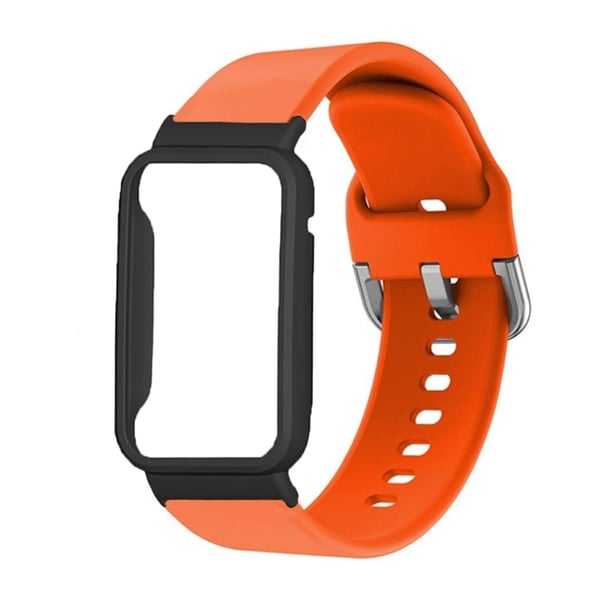 Silikonklockarmband med fodral för Xiaomi Mi Band 7 Pro - Orange / Svart