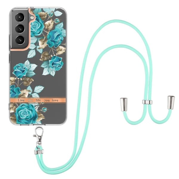 Tunt och tåligt mjukfodral med nyckelband för Samsung Galaxy S22 Ultra - Blå Ros Tunt och tåligt mjukfodral med nyckelband för Samsung Galaxy S22 Ultra - Blå Ros