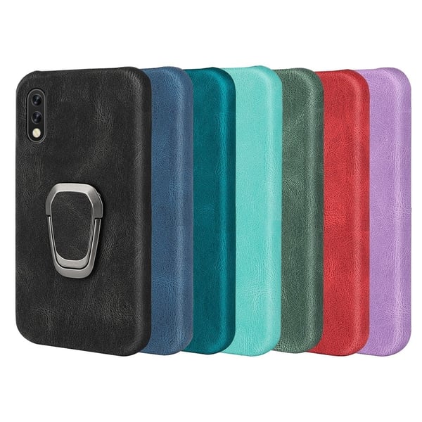 Støtsikkert skinndeksel med ovalt kickstand for Sony Xperia Ace 2 - Rød