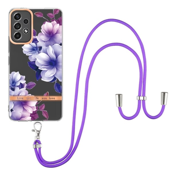 Ohut ja kestävä pehmeä kansi, jossa on kiinnityslenkki Samsung Galaxy A53 5G:lle - Violetti Begonia