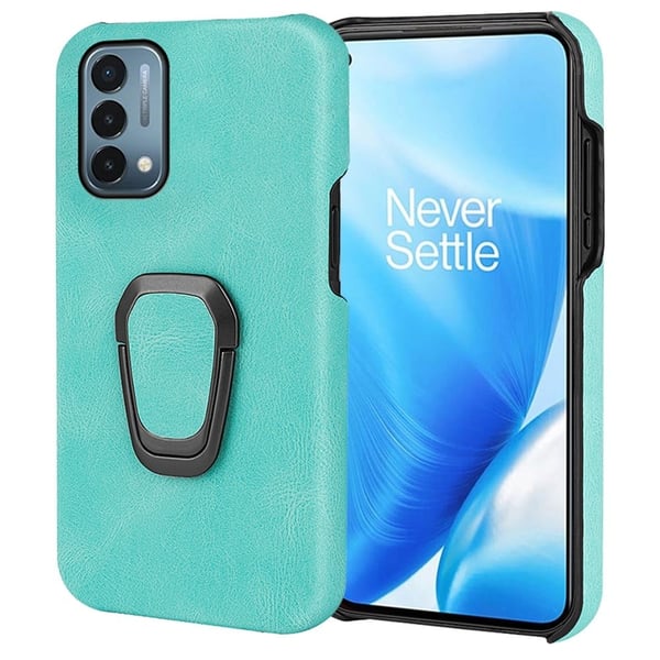 Støtsikkert skinndeksel med ovalt kickstand for OnePlus Nord N200 5G - Lysegrønn