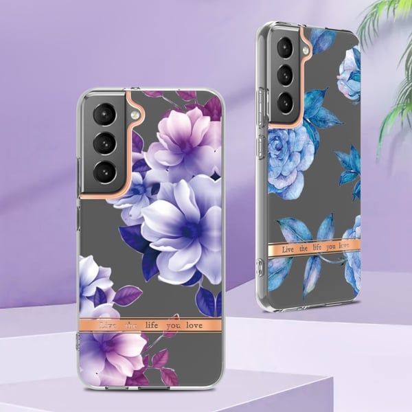 Erittäin ohut ja kestävä pehmeäkantinen Samsung Galaxy S22 - Violetti Begonia
