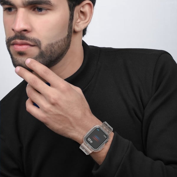 Apple Watch Series 8 (45mm) suojakellon hihna ja suojus - Läpinäkyvä
