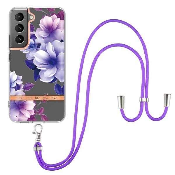 Slank og slitesterk softcover med nøkkelbånd til Samsung Galaxy S22 Plus - Lilla Begonia
