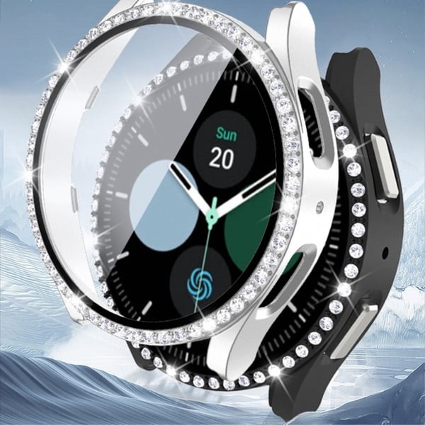 Samsung Galaxy Watch 5 (40 mm) deksel med rhinestone-dekor og herdet glass - Midnattsblå