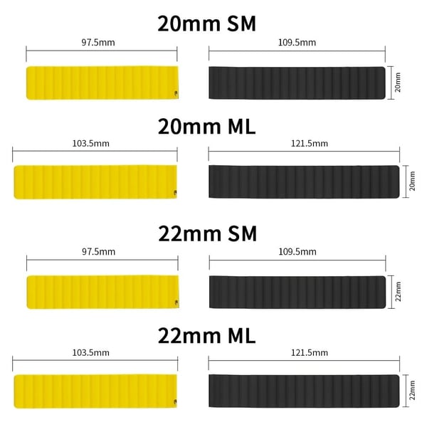22mm universaali silikoninen kellohihna - Musta Koko: S