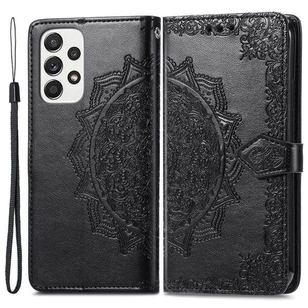 Mandala Samsung Galaxy A73 etui i lær - Svart
