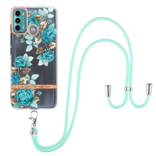 Slank og slitesterk softcover med nøkkelbånd for Motorola Moto G40 Fusion / Moto G60 - Blå Rose