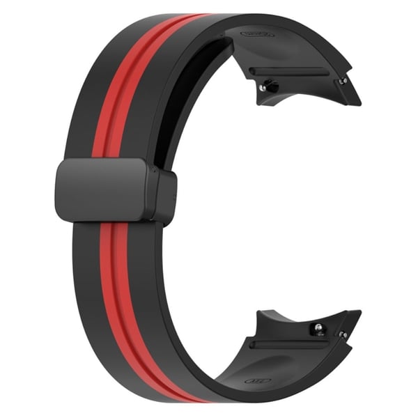 Samsung Galaxy Watch 5 / 4 / 3 dobbeltfarvet silikone urrem sort spænde - Sort / Rød Samsung Galaxy Watch 5 / 4 / 3 dobbeltfarvet silikone urrem sort spænde - Sort / Rød