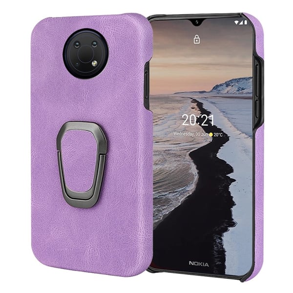 Støtsikkert skinndeksel med ovalt kickstand for Nokia G10 - Lilla