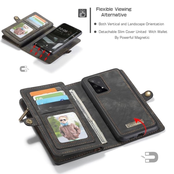CaseMe Samsung Galaxy A53 5G etui med lynlås / pung - Sort