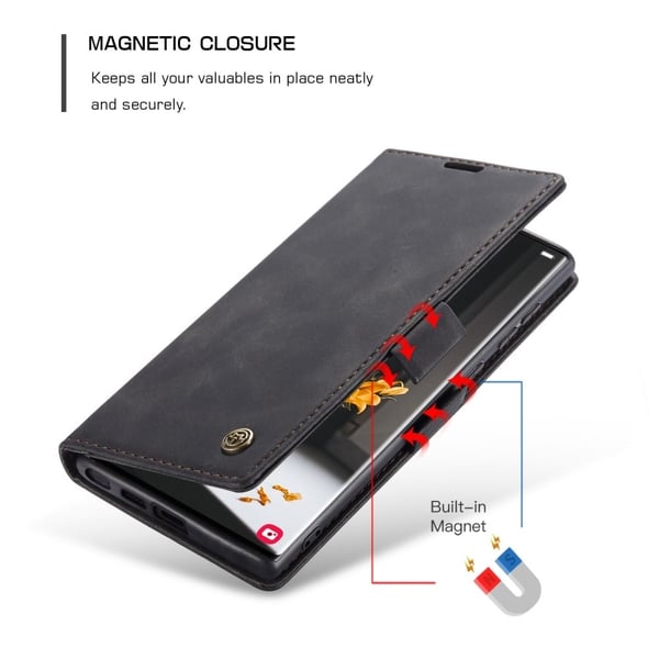 CaseMe Samsung Galaxy S22 Ultra vintage-etui - Svart