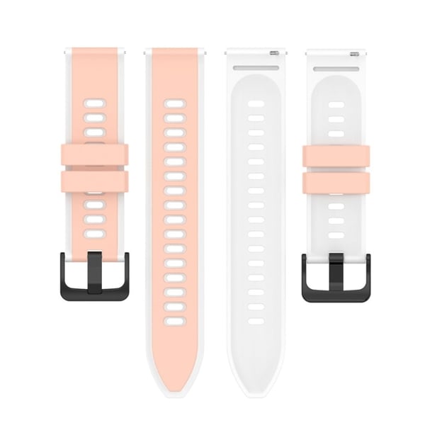 20 mm dobbeltfarvet silikoneurrem til Samsung-ur - Officiel Pink / Hvid