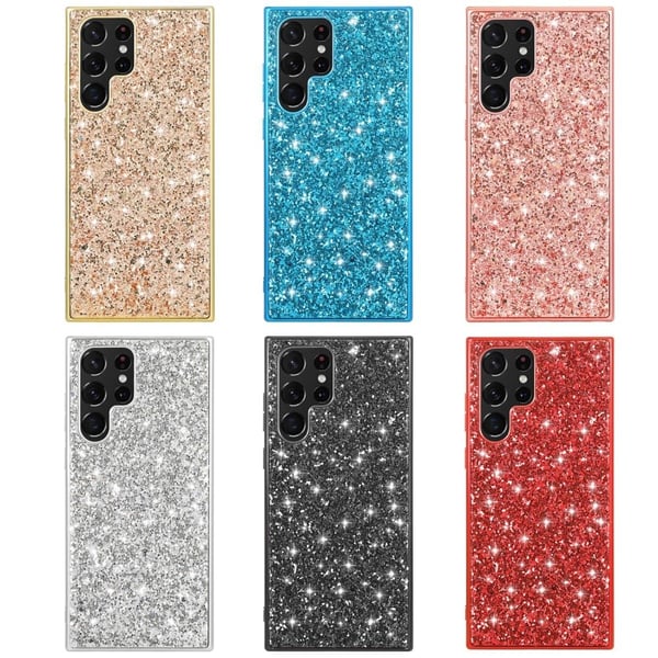 Glitter Samsung Galaxy S22 Ultra deksel - Sølv