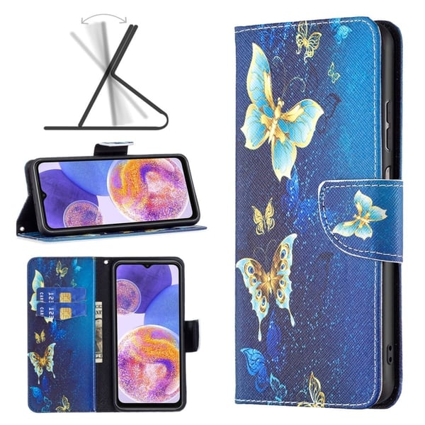 Wonderland Samsung Galaxy A73 flip-etui - Gylne Sommerfugler