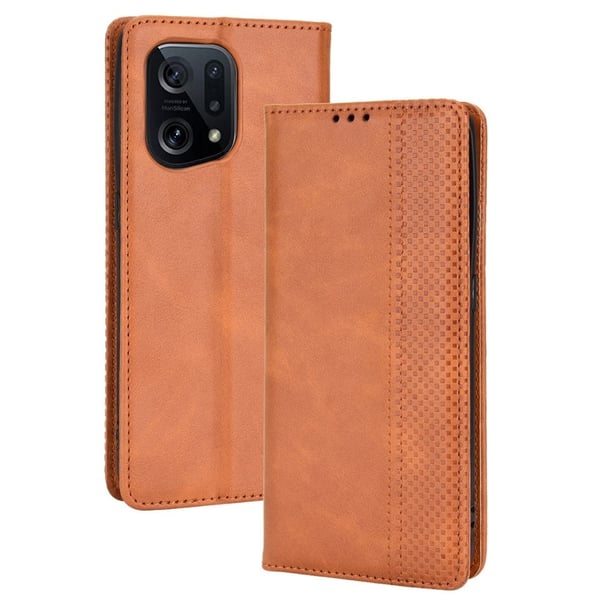 Bofink Vintage Oppo Find X5 lærveske - Brun