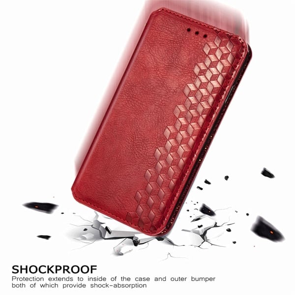 Skinn-etui med stilfult rombeavtrykk for Samsung Galaxy A73 - Rød