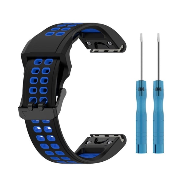 Garmin Enduro 2 / Tactix 7 / Fenix 7 tofarget klokkerem i silikon - Svart / Blå