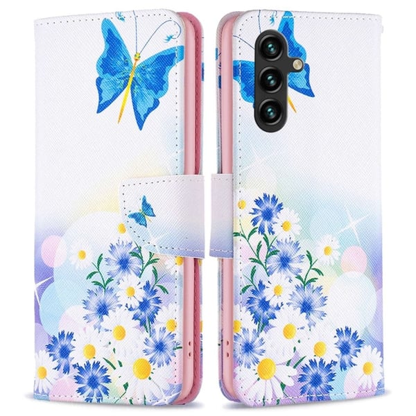 Wonderland Samsung Galaxy A14 Flip Etui - Sommerfugl og Blomster