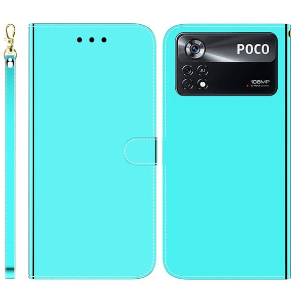 Mirror Xiaomi Poco X4 Pro 5G flip-etui - Cyan