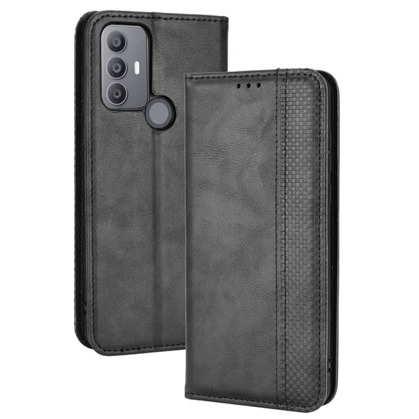 Bofink Vintage TCL 30 SE / TCL 30E / TCL 306 / TCL 305 / Sharp Aquos V6 / Sharp Aquos V6 Plus lærveske - Svart